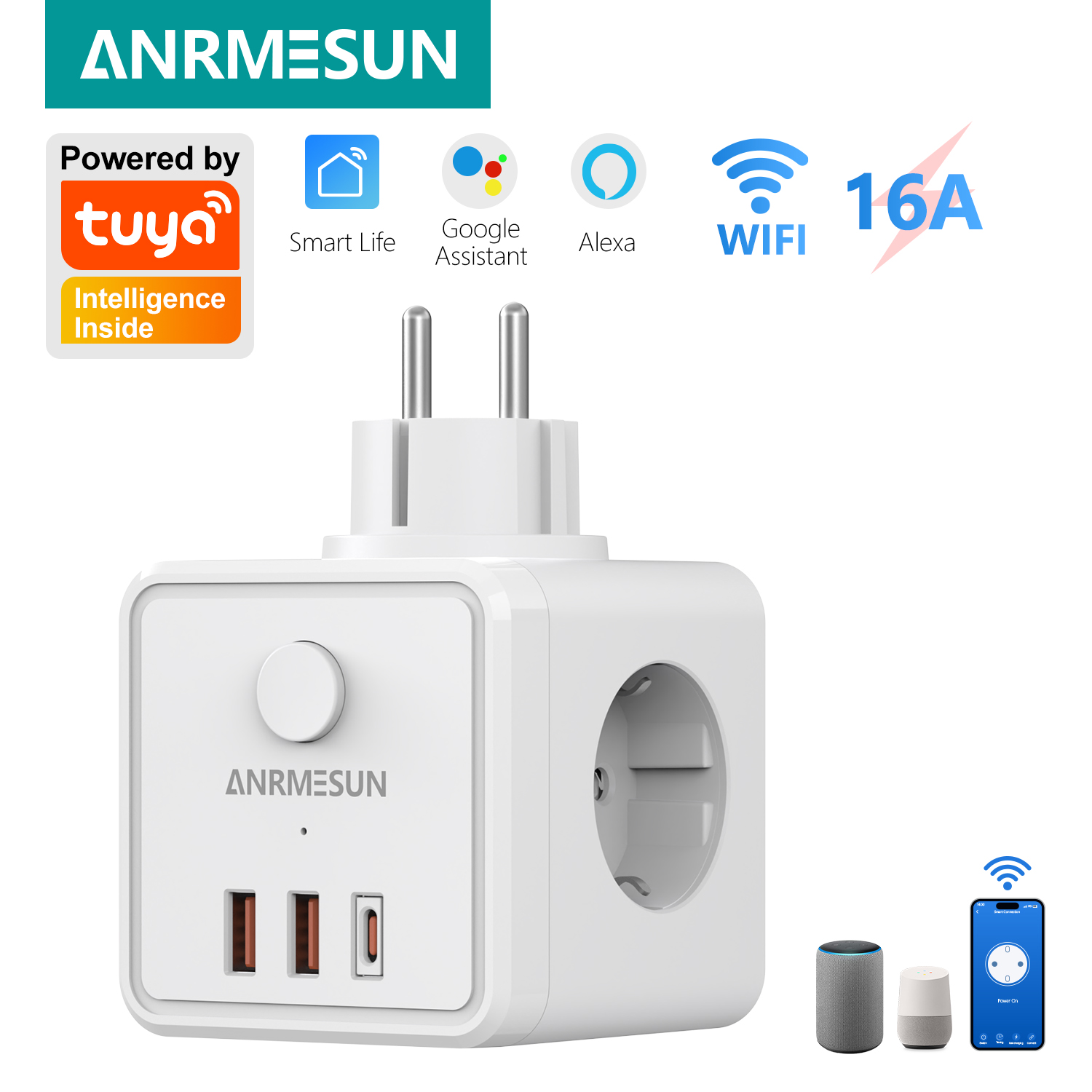 Smart Home Europe - 3 EU Plug 2 USB-A 1