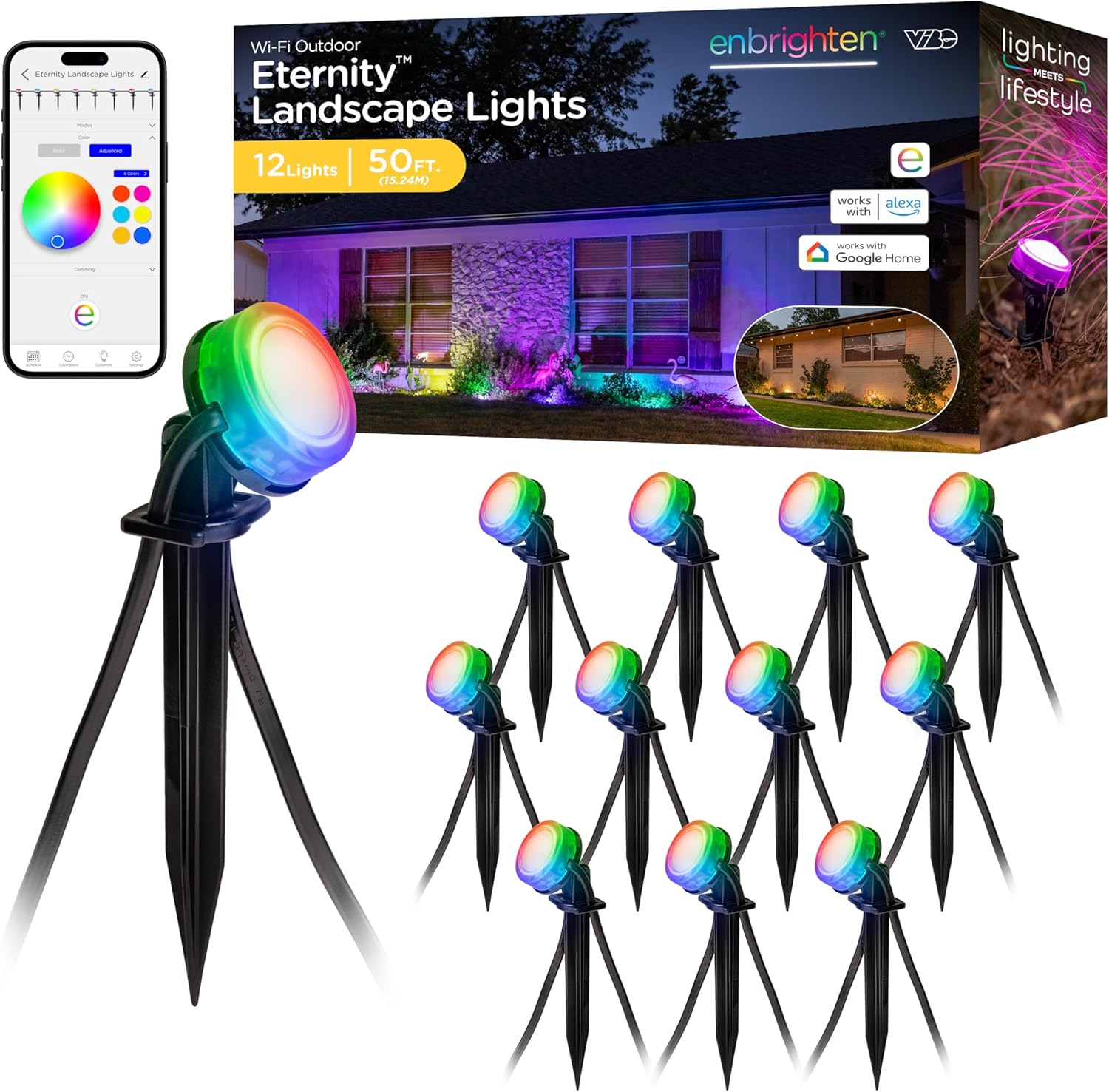 Smart Home Outdoor - Smart 50ft Outdoor Landscape Uplights 12