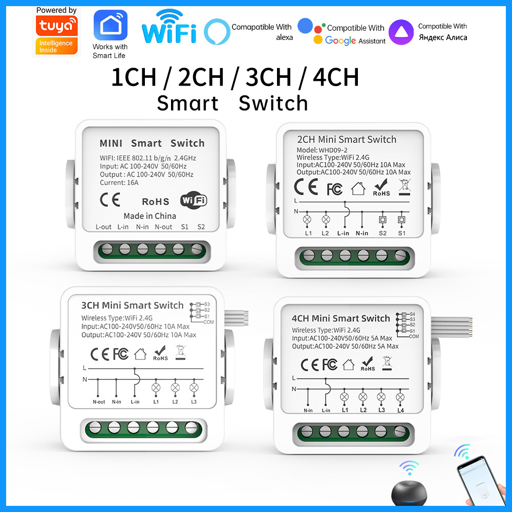 Tuya WiFi Smart Switch 1/2/3/4 - Smart Home Google reseña y precio