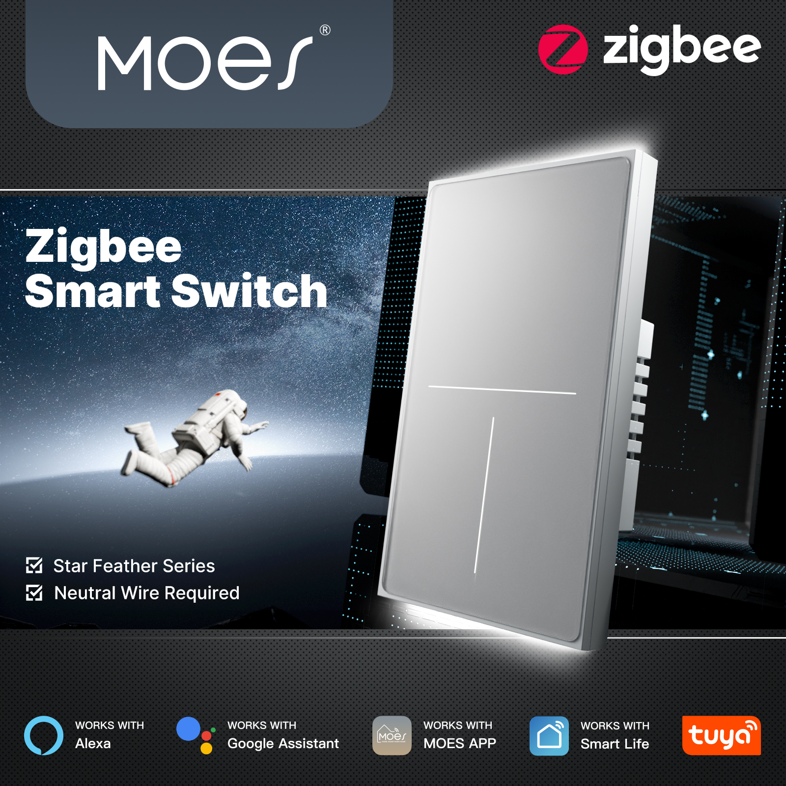 MOES Tuya ZigBee Star Feather  - Smart Home Google reseña y precio
