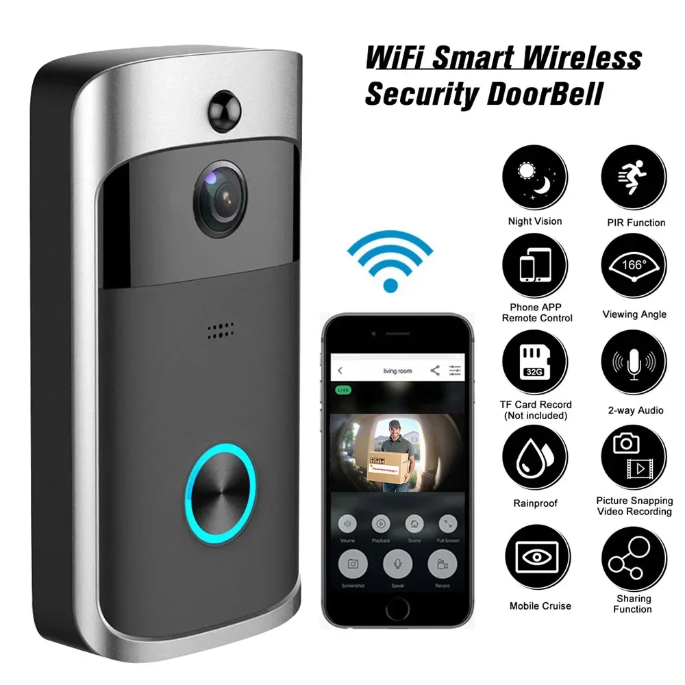 720P HD Smart Home Wireless WI - Smart Home Video Doorbell reseña y precio