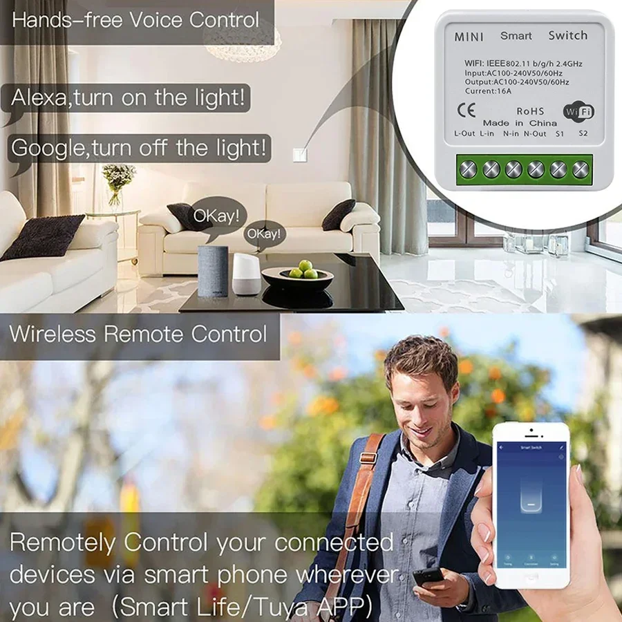 16A 20A Tuya Smart WiFi Switch - Smart Home Google reseña y precio