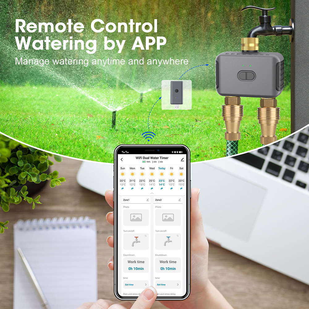 Tuya 2 Zone Watering Timer Gar - Smart Home Google reseña y precio